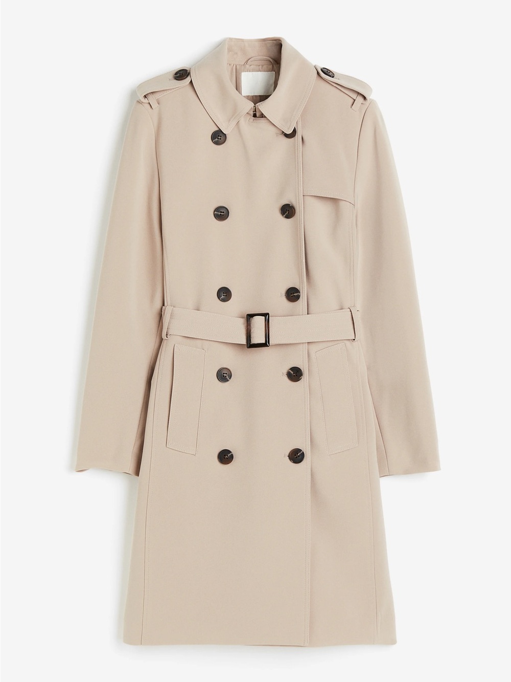 H&M Beige Double-Breasted Trench Coat